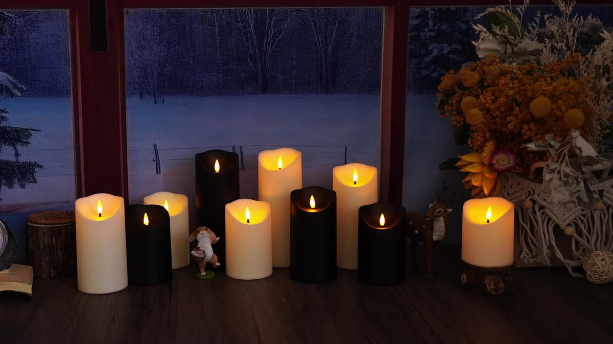 GlowLuxe Flameless LED Candles Set (9-piece) – With Remote Control and Glitter Finish