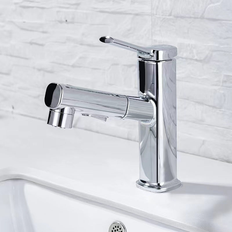 Contemporary Vessel-Faucet Pull-out Centerset Faucet with Swiveling Spout