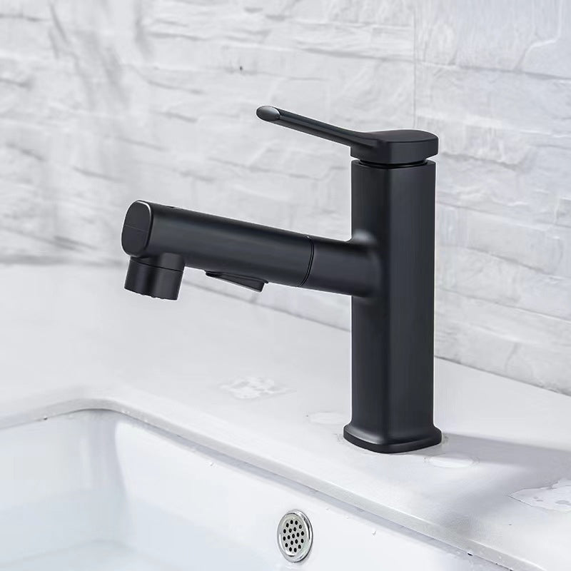 Contemporary Vessel-Faucet Pull-out Centerset Faucet with Swiveling Spout