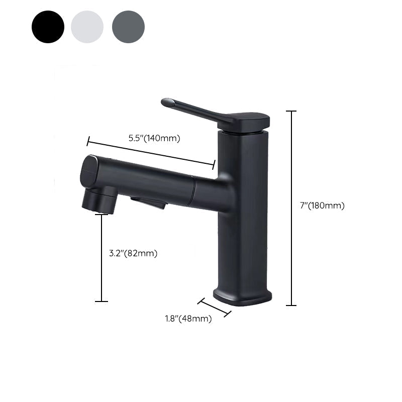 Contemporary Vessel-Faucet Pull-out Centerset Faucet with Swiveling Spout