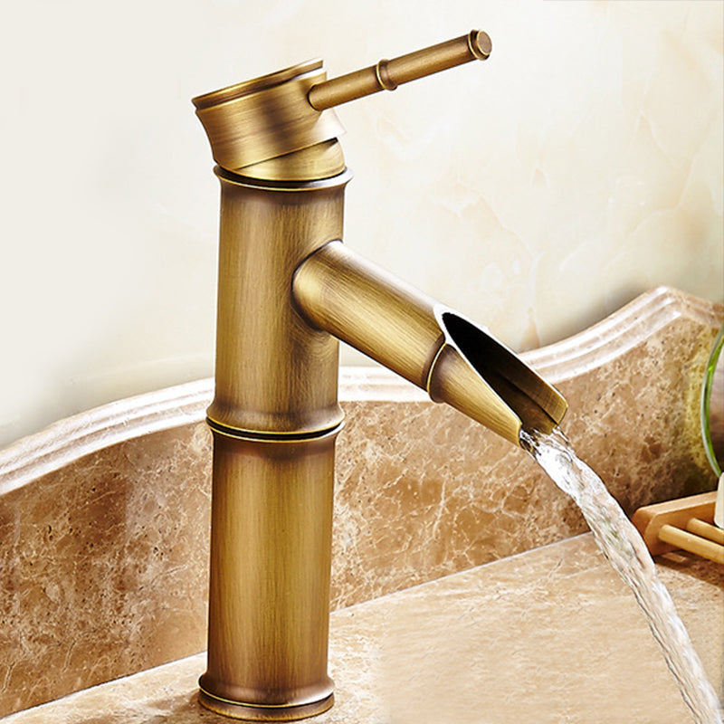 Country style single hole basin faucet with a lever handle