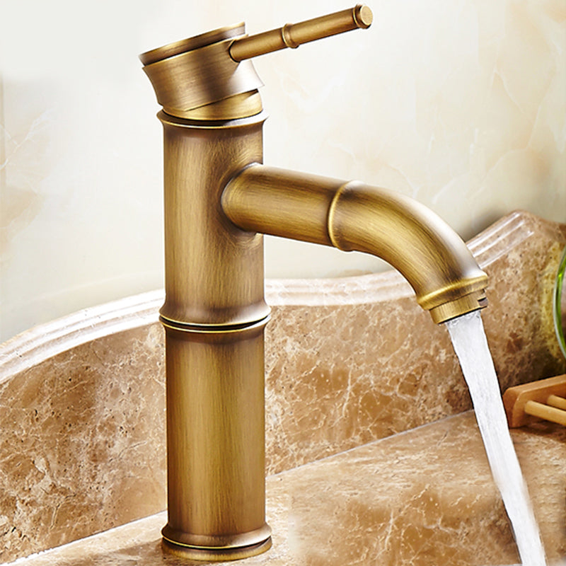 Country style single hole basin faucet with a lever handle