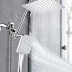 Contemporary Shower Combination Dual Shower Head Ceiling Mounted Metal Square Shower Head