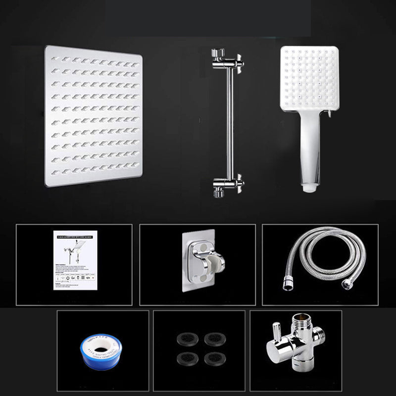 Contemporary Shower Combination Dual Shower Head Ceiling Mounted Metal Square Shower Head
