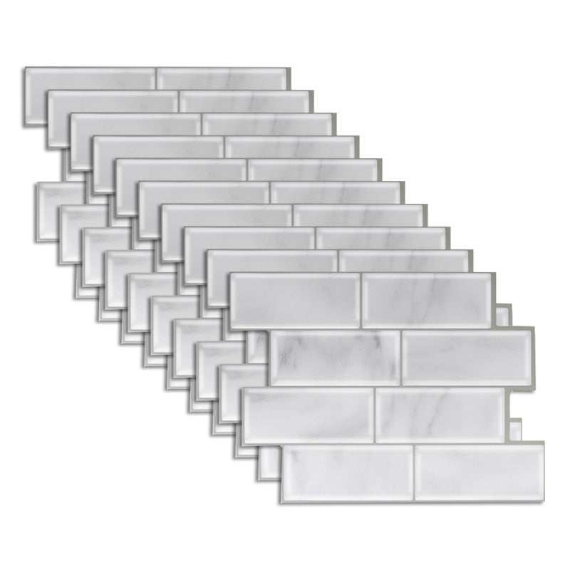 Peel and Stick Tiles Rectangle PVC Waterproof Peel and Stick Tiles Subway 10-Pack