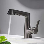 Centered Sink Faucet Contemporary Pull-Out Faucet with Single Handle Operation