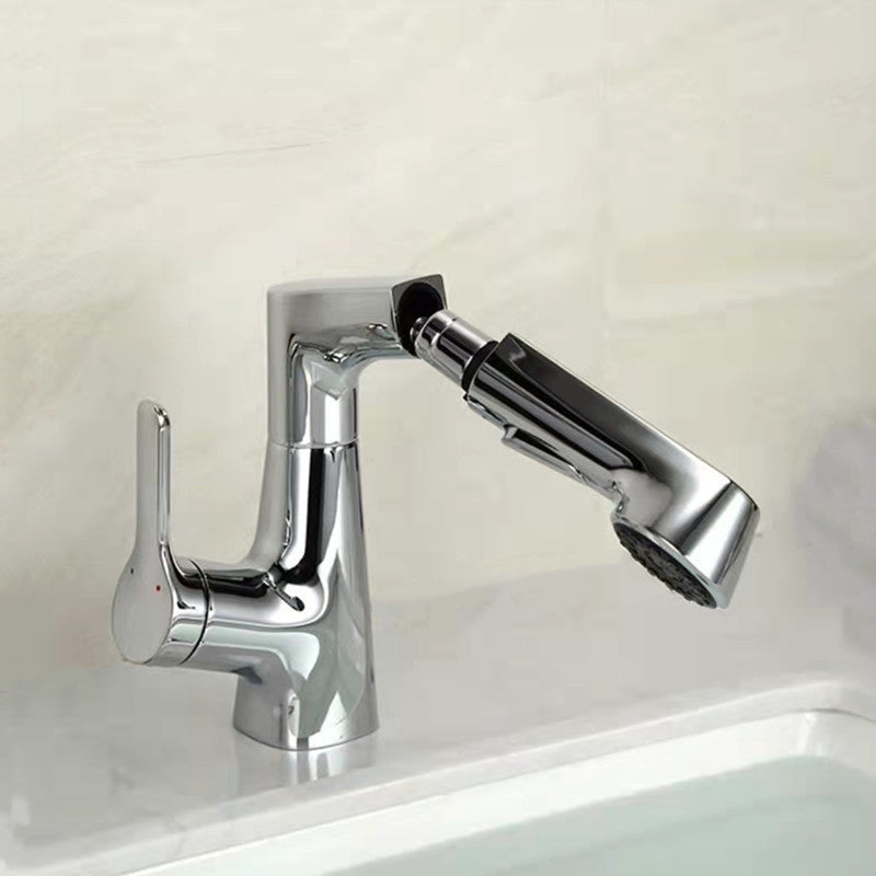 Centered Sink Faucet Contemporary Pull-Out Faucet with Single Handle Operation