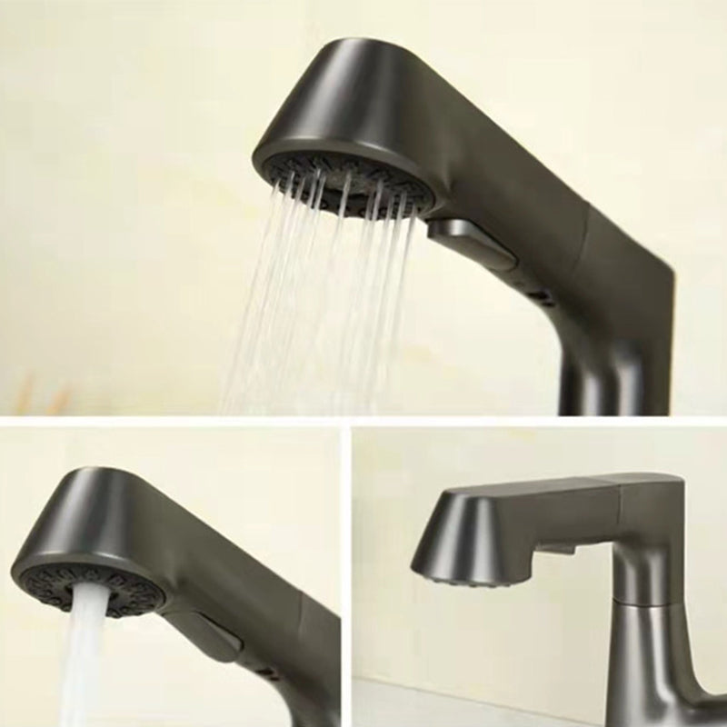 Centered Sink Faucet Contemporary Pull-Out Faucet with Single Handle Operation