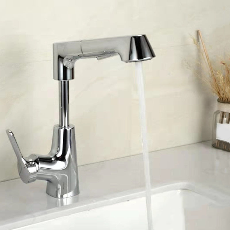 Centered Sink Faucet Contemporary Pull-Out Faucet with Single Handle Operation