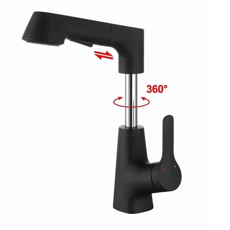 Centered Sink Faucet Contemporary Pull-Out Faucet with Single Handle Operation
