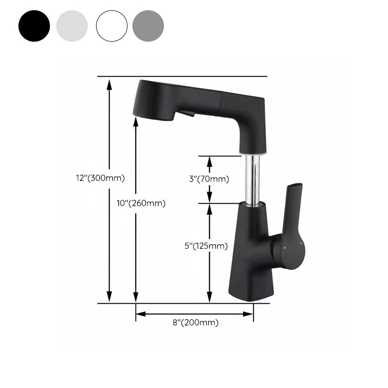 Centered Sink Faucet Contemporary Pull-Out Faucet with Single Handle Operation