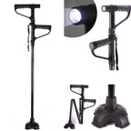 Non-slip collapsible walking cane with LED light