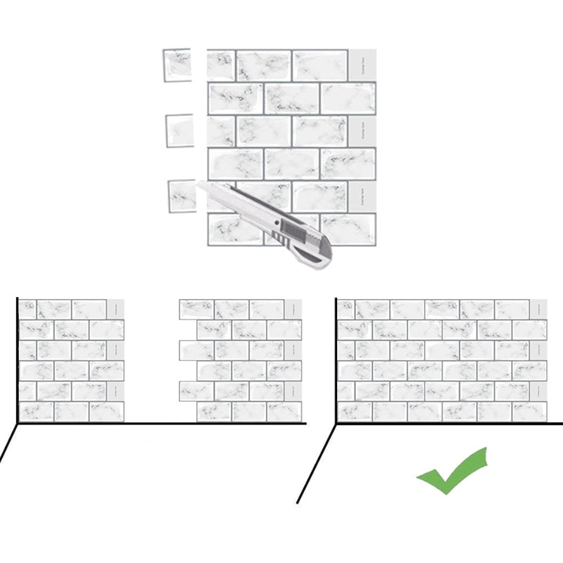 Simple Peel & Stick Tile Scratch-Resistant Plastic Peel and Stick Subway Tile for Shower