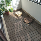 Modern plastic wood laminate deck outdoors, mold-resistant laminate