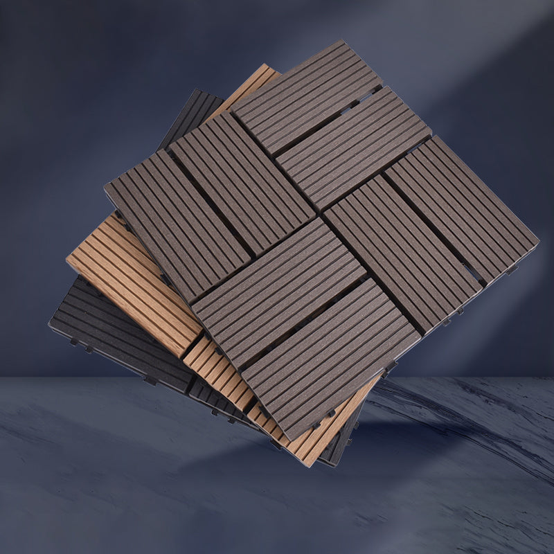 Modern plastic wood laminate deck outdoors, mold-resistant laminate