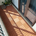 Modern plastic wood laminate deck outdoors, mold-resistant laminate