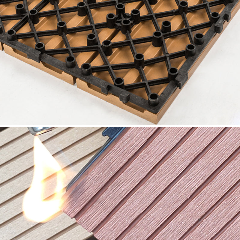 Modern plastic wood laminate deck outdoors, mold-resistant laminate