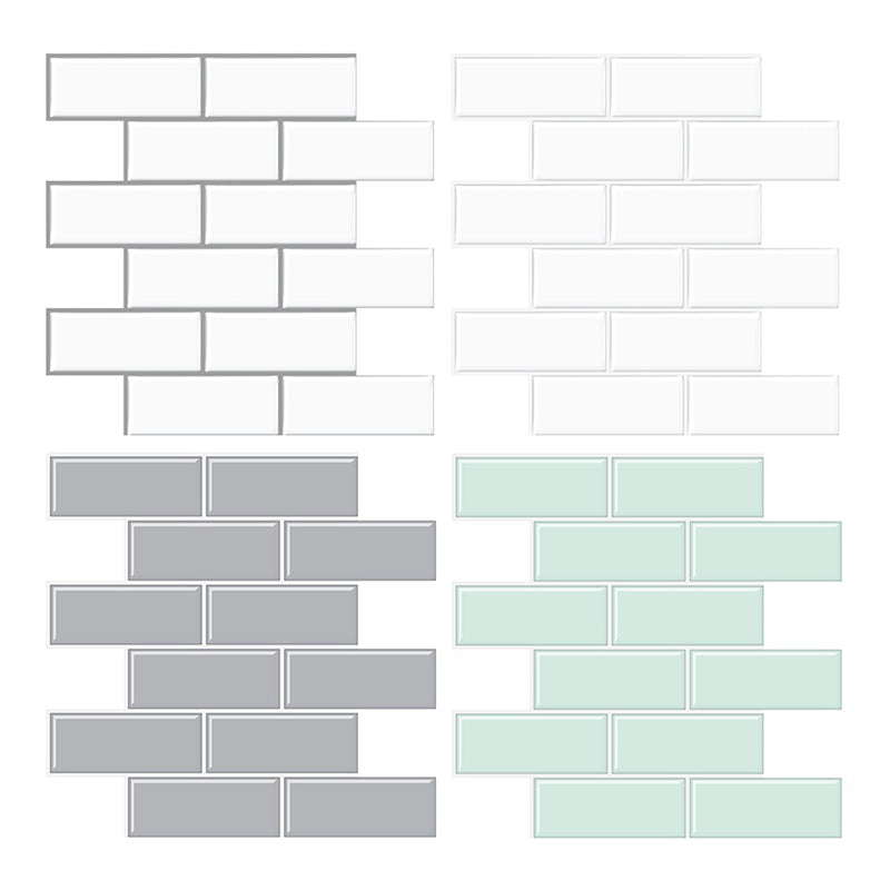Tile Peel & Stick Rectangle Waterproof Solid Plastic Peel & Stick Subway Tile for Shower