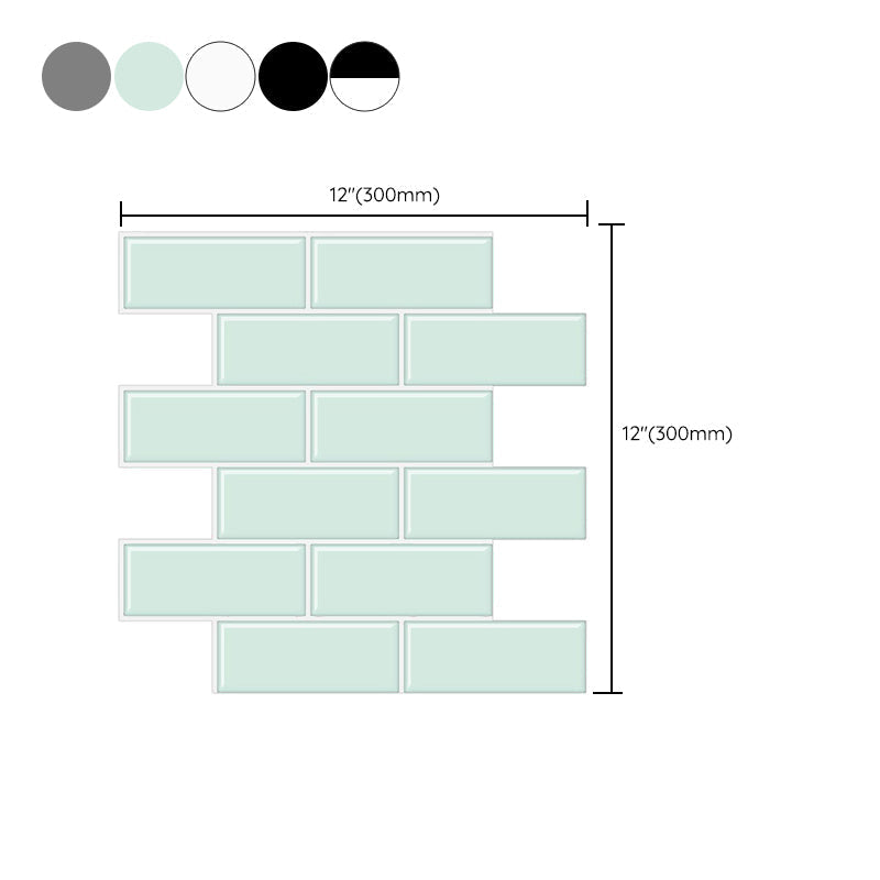Tile Peel & Stick Rectangle Waterproof Solid Plastic Peel & Stick Subway Tile for Shower