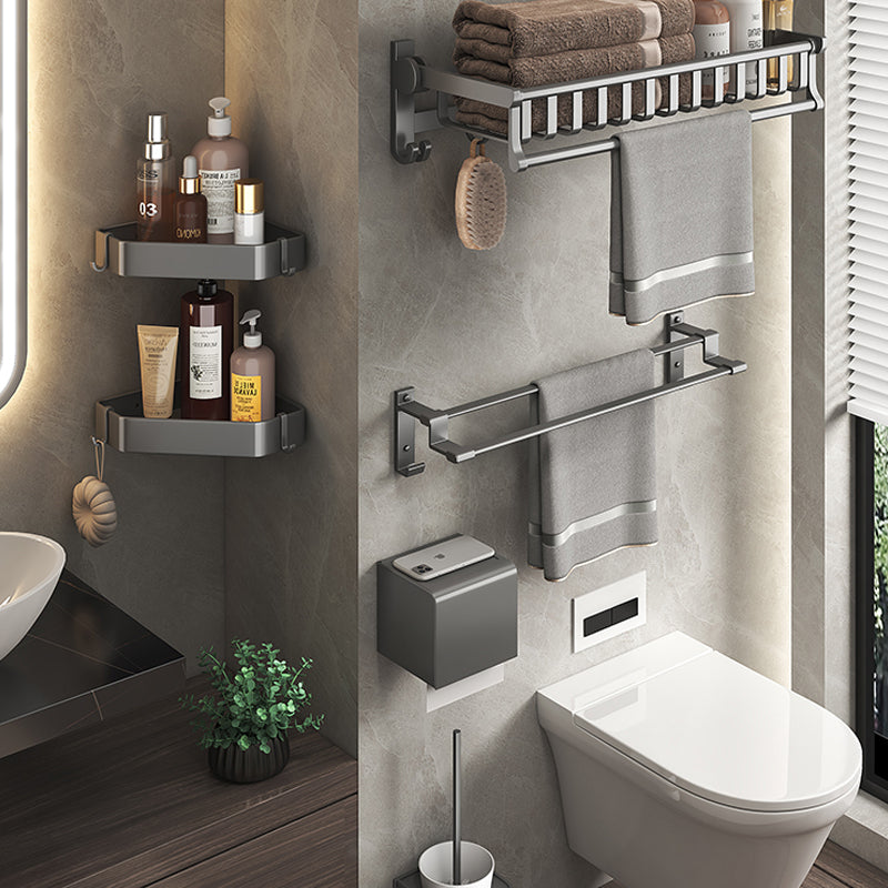 Modern gray aluminum bathroom accessory set