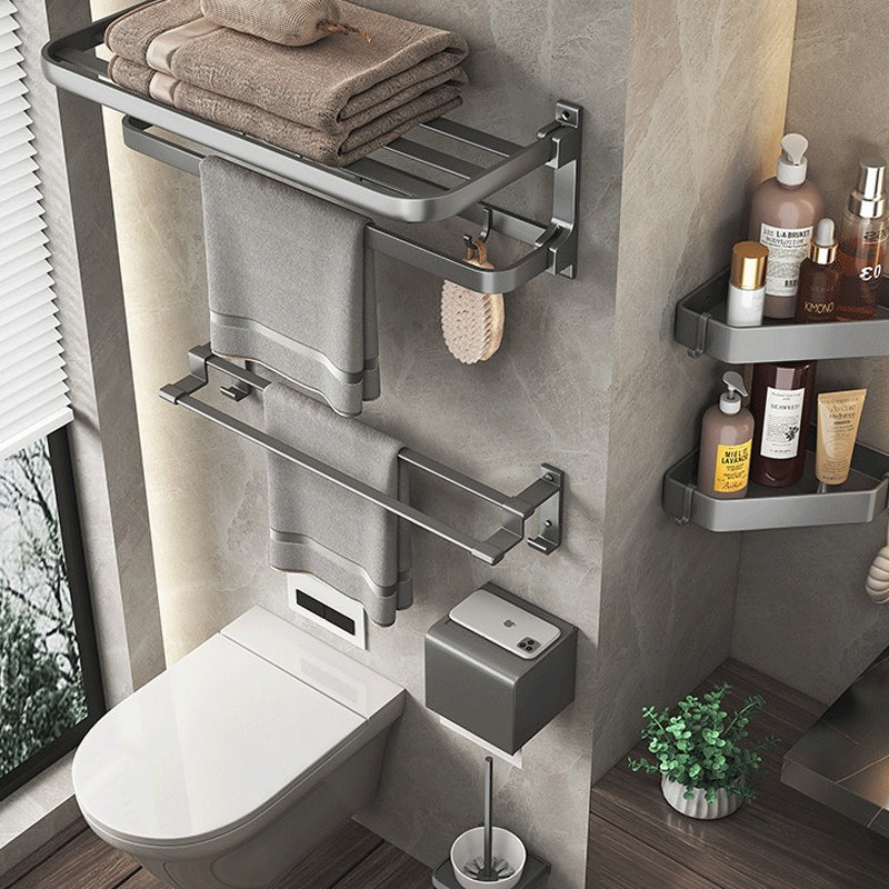 Modern gray aluminum bathroom accessory set
