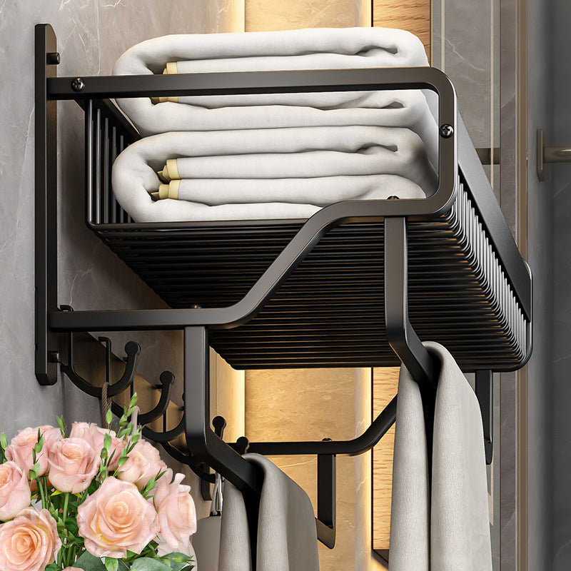 Matt Black 2-piece modern bathroom accessories as a single item or as a set with bath shelf