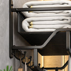 Matt Black 2-piece modern bathroom accessories as a single item or as a set with bath shelf