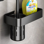 Matt Black 2-piece modern bathroom accessories as a single item or as a set with bath shelf