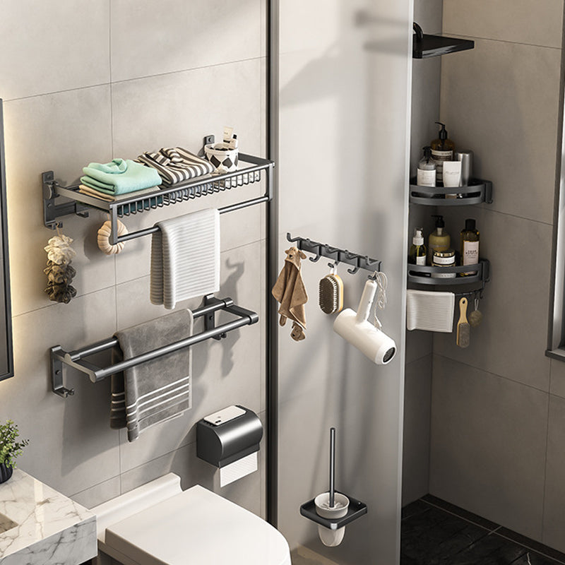 Gray bathroom accessories as a single piece or as a set with towel holder/bathroom shelf/robe hooks