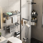 Gray bathroom accessories as a single piece or as a set with towel holder/bathroom shelf/robe hooks