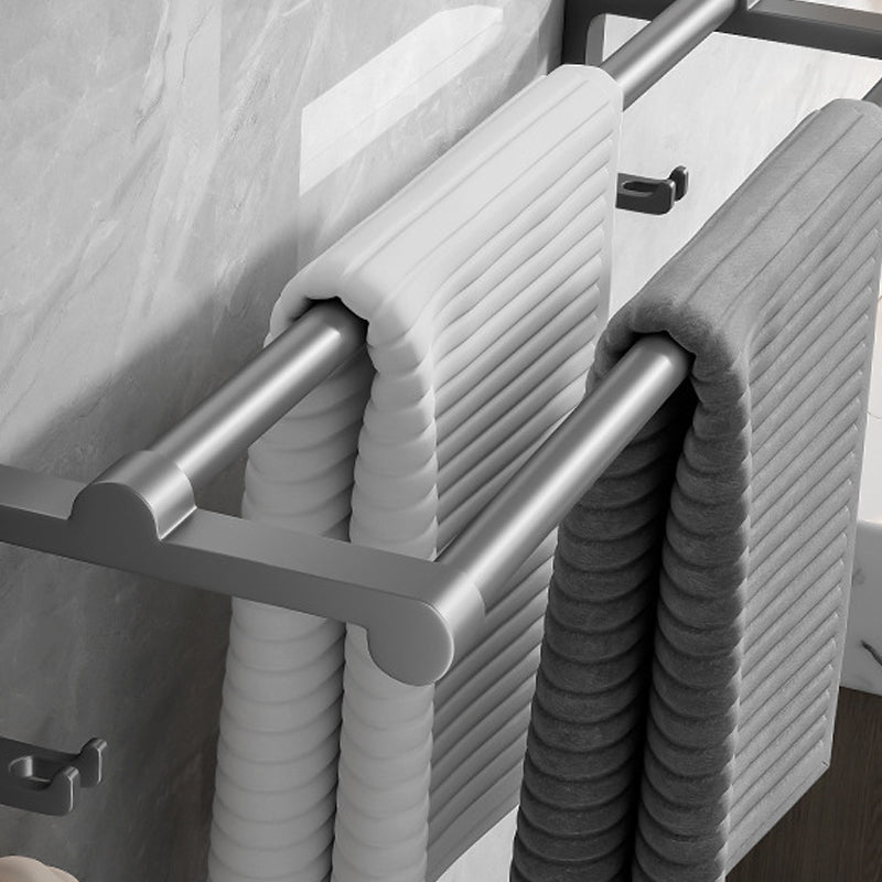 Gray bathroom accessories as a single piece or as a set with towel holder/bathroom shelf/robe hooks