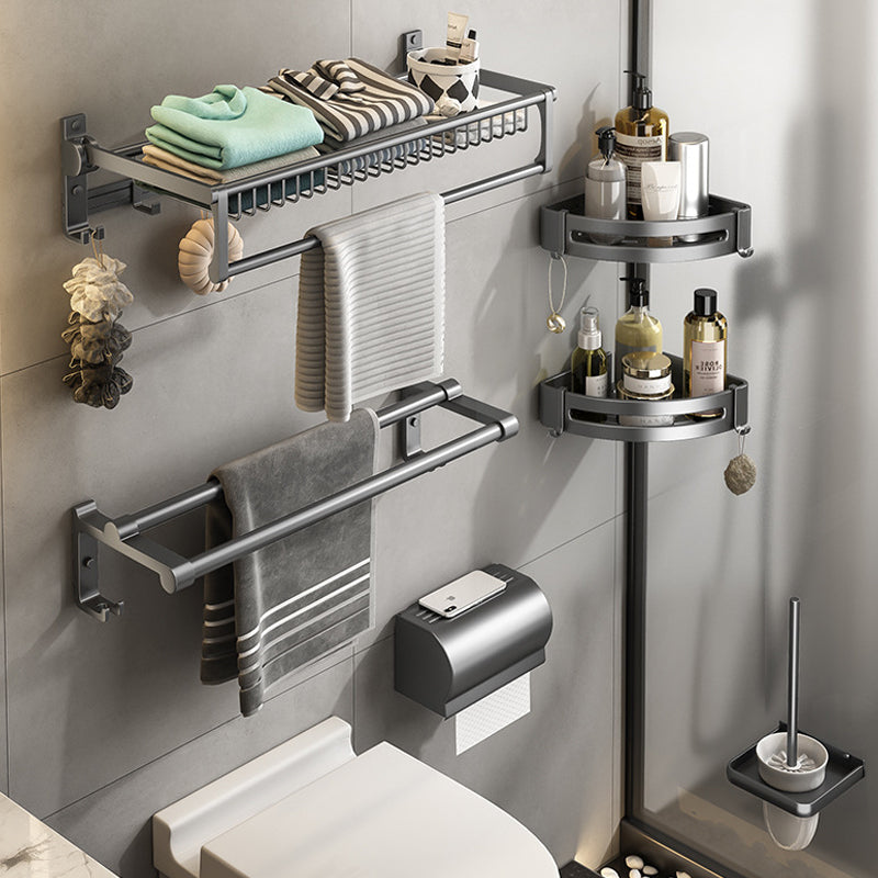 Gray bathroom accessories as a single piece or as a set with towel holder/bathroom shelf/robe hooks