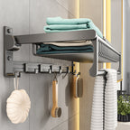 Gray bathroom accessories as a single piece or as a set with towel holder/bathroom shelf/robe hooks