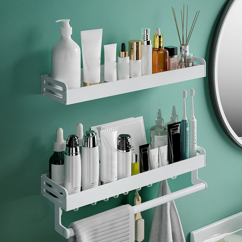 2-piece modern bathroom accessory set White rectangular bath shelf