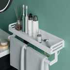 2-piece modern bathroom accessory set White rectangular bath shelf