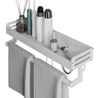 2-piece modern bathroom accessory set White rectangular bath shelf