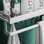 2-piece modern bathroom accessory set White rectangular bath shelf