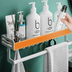 2-piece modern bathroom accessory set White rectangular bath shelf