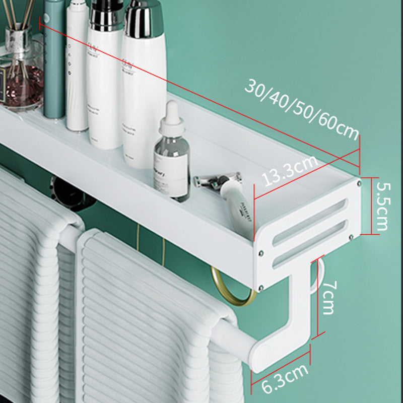 2-piece modern bathroom accessory set White rectangular bath shelf