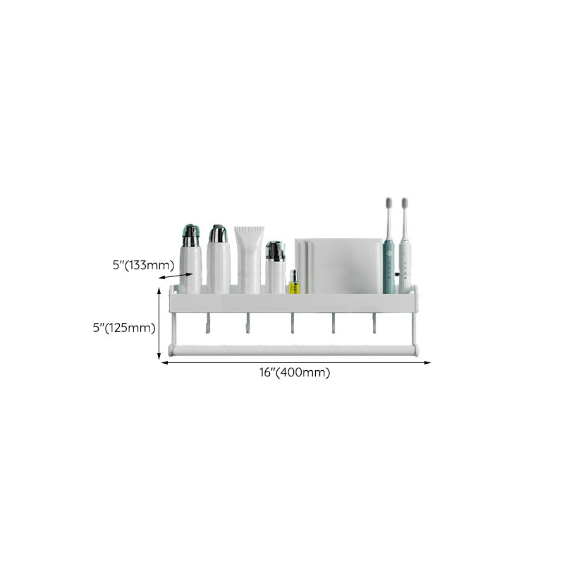 2-piece modern bathroom accessory set White rectangular bath shelf