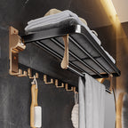 Black and Brass Bathroom Hardware Set Modern Stainless Steel Bathroom Shelf/Towel Holder/Paper Holder