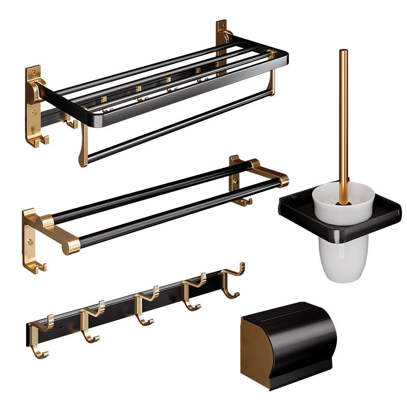 Black and Brass Bathroom Hardware Set Modern Stainless Steel Bathroom Shelf/Towel Holder/Paper Holder