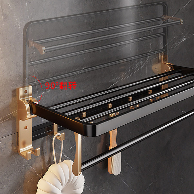 Black and Brass Bathroom Hardware Set Modern Stainless Steel Bathroom Shelf/Towel Holder/Paper Holder