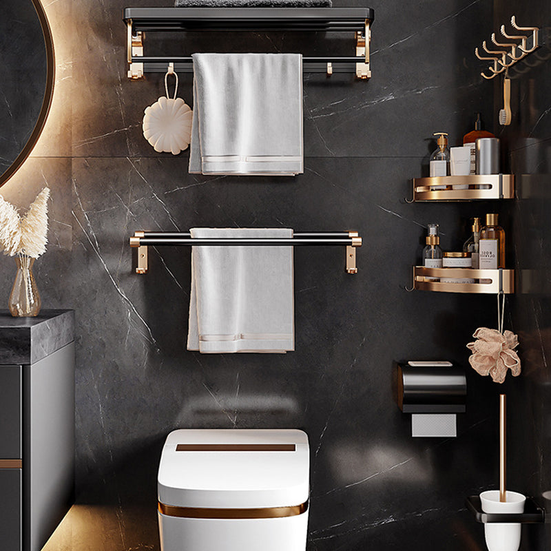 Black and Brass Bathroom Hardware Set Modern Stainless Steel Bathroom Shelf/Towel Holder/Paper Holder