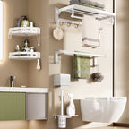 White Bathroom Accessory Set Contemporary Aluminum Bathroom Accessory Kit with Towel Holder