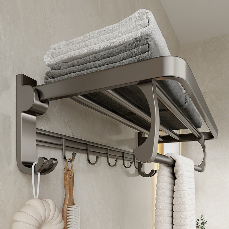 Modern Bathroom Accessories Set in Gray with Bathroom Shelf/Towel Holder/Robe Hooks & Paper Holder