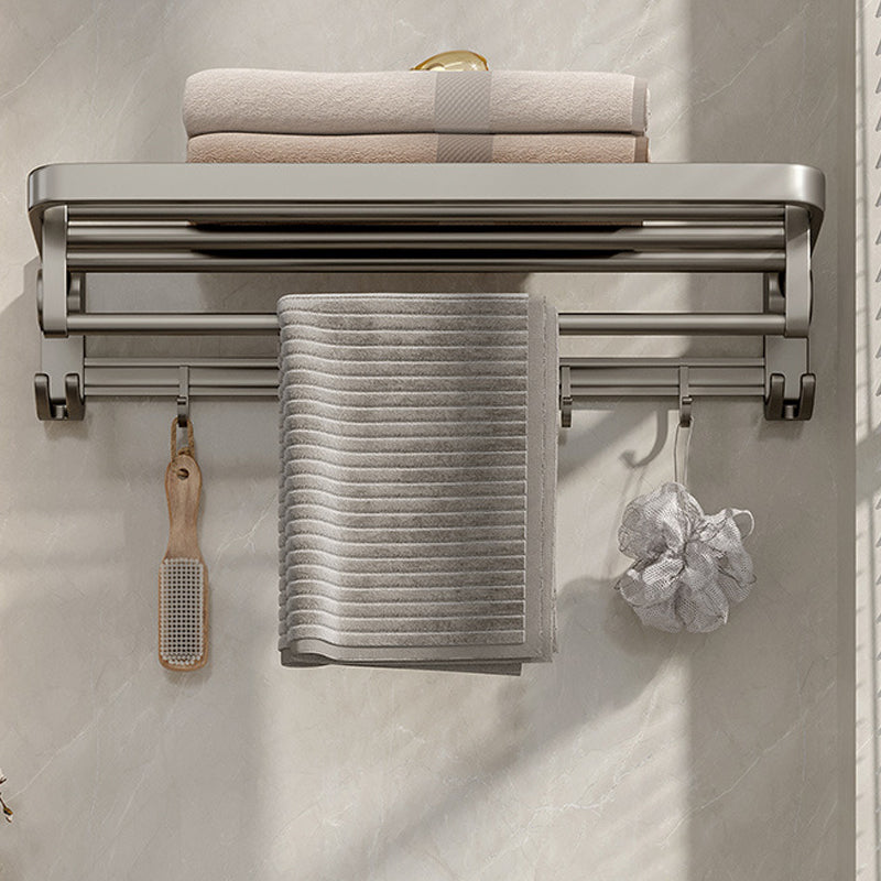 Modern Bathroom Accessories Set in Gray with Bathroom Shelf/Towel Holder/Robe Hooks & Paper Holder