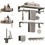 Modern Bathroom Accessories Set in Gray with Bathroom Shelf/Towel Holder/Robe Hooks & Paper Holder