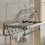 Modern Bathroom Accessories Set in Gray with Bathroom Shelf/Towel Holder/Robe Hooks & Paper Holder