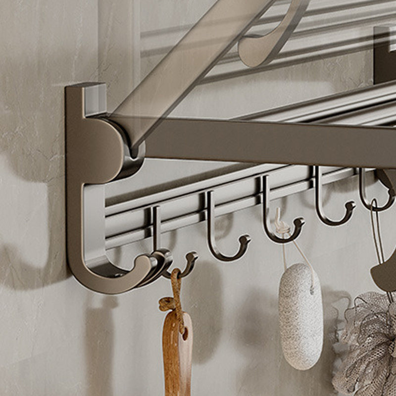 Modern Bathroom Accessories Set in Gray with Bathroom Shelf/Towel Holder/Robe Hooks & Paper Holder